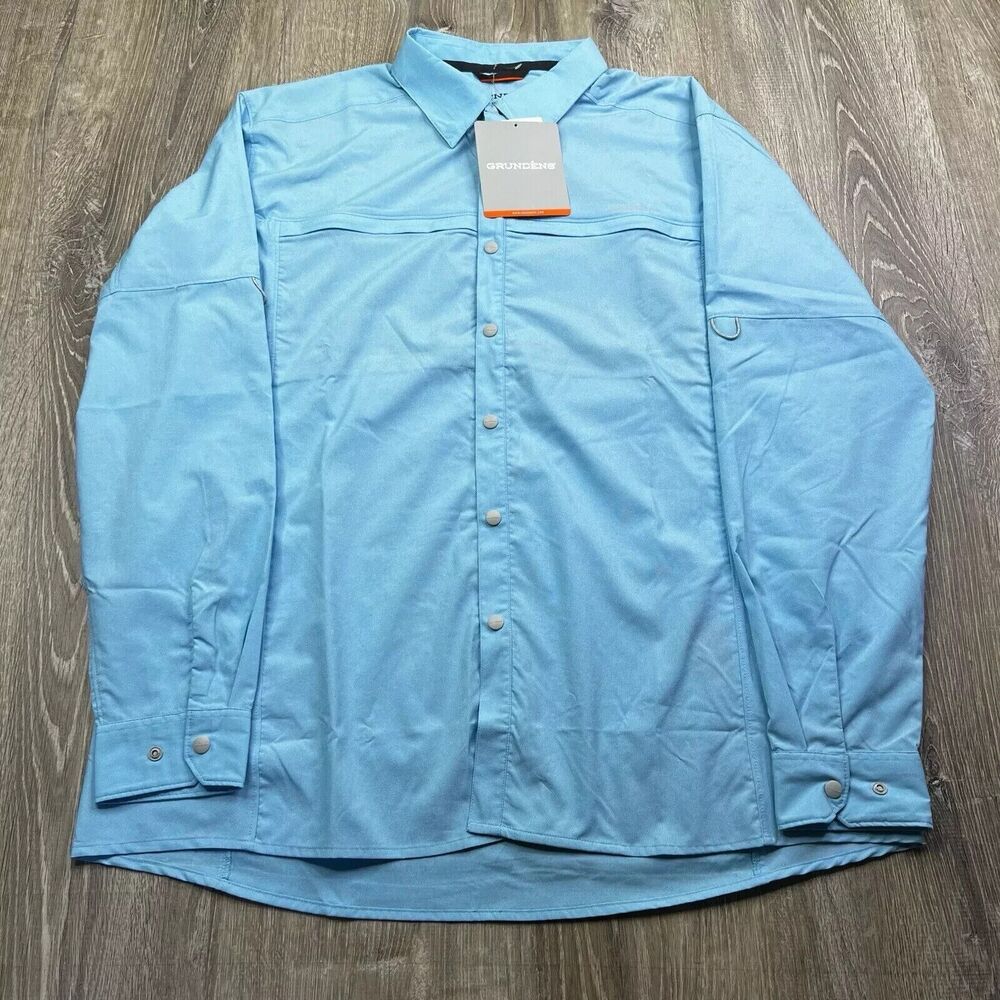 Grundens Bayamo Cooling Long Sleeve Shirt - Men's Size XL Caribbean Blue NEW